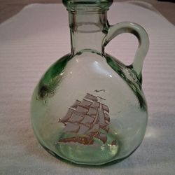 Decanter Old Fitzgerald 1849 Flagship Ship Bottle Green Glass Vintage NO STOPPER