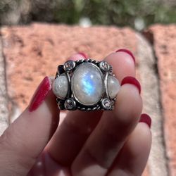 Rainbow Moonstone Ring 
