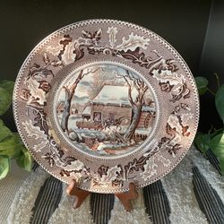 Vintage Johnson Brothers Bone China Thanksgiving Plate - Historic America, Frozen Up