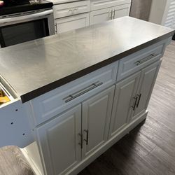 Portable Island With Stainless Steel Top