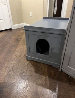 Gray Hidden Litterbox Cabinet
