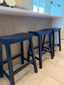 Black Wood Counter Stools – Set of 3