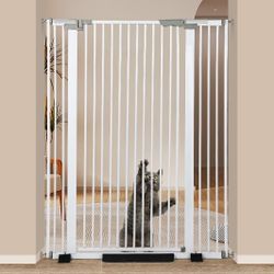 #1760- 51.18" Extra Tall Cat Gate for Doorway, 29"-40" Auto Close Pet Gate Include 2.75" and 5.5" Extension Kits, No Drilling