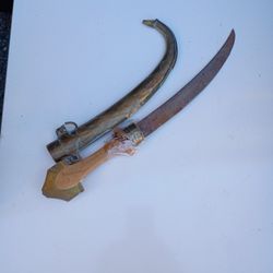 Wooden Handle MOROCCAN Dagger And Brass Sheath