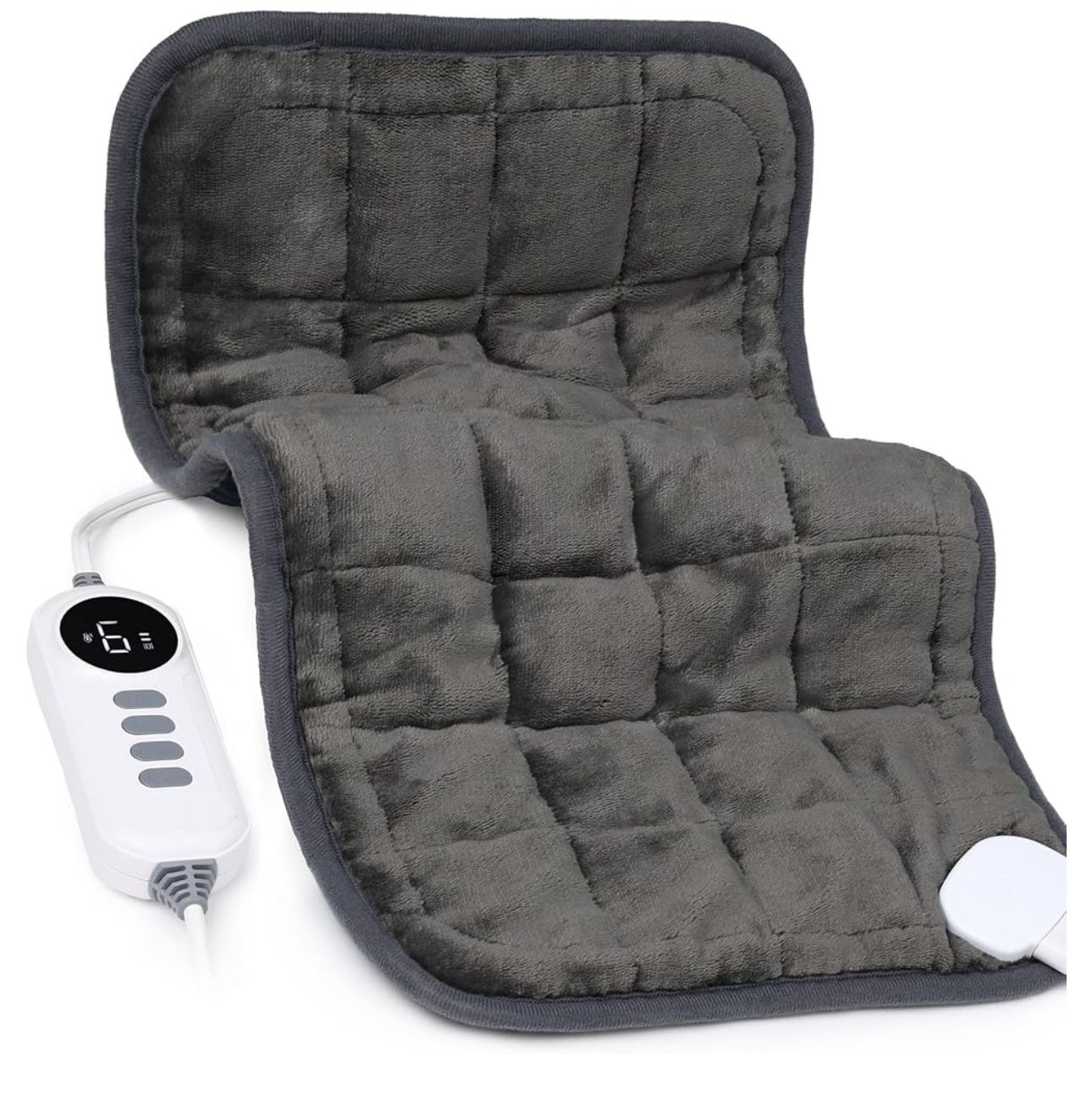 Heating Pad, Weighted Heating Pad with Massaging Vibrations, Massage Heating Pad for Back Cramps Shoulder Pain Relief, 6 Heat Settings & 4 Massage Mod