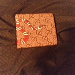 GG Supreme Monogram Selleria Calfskin Kingsnake Nice Bi-Fold Wallet Beige Ebony 