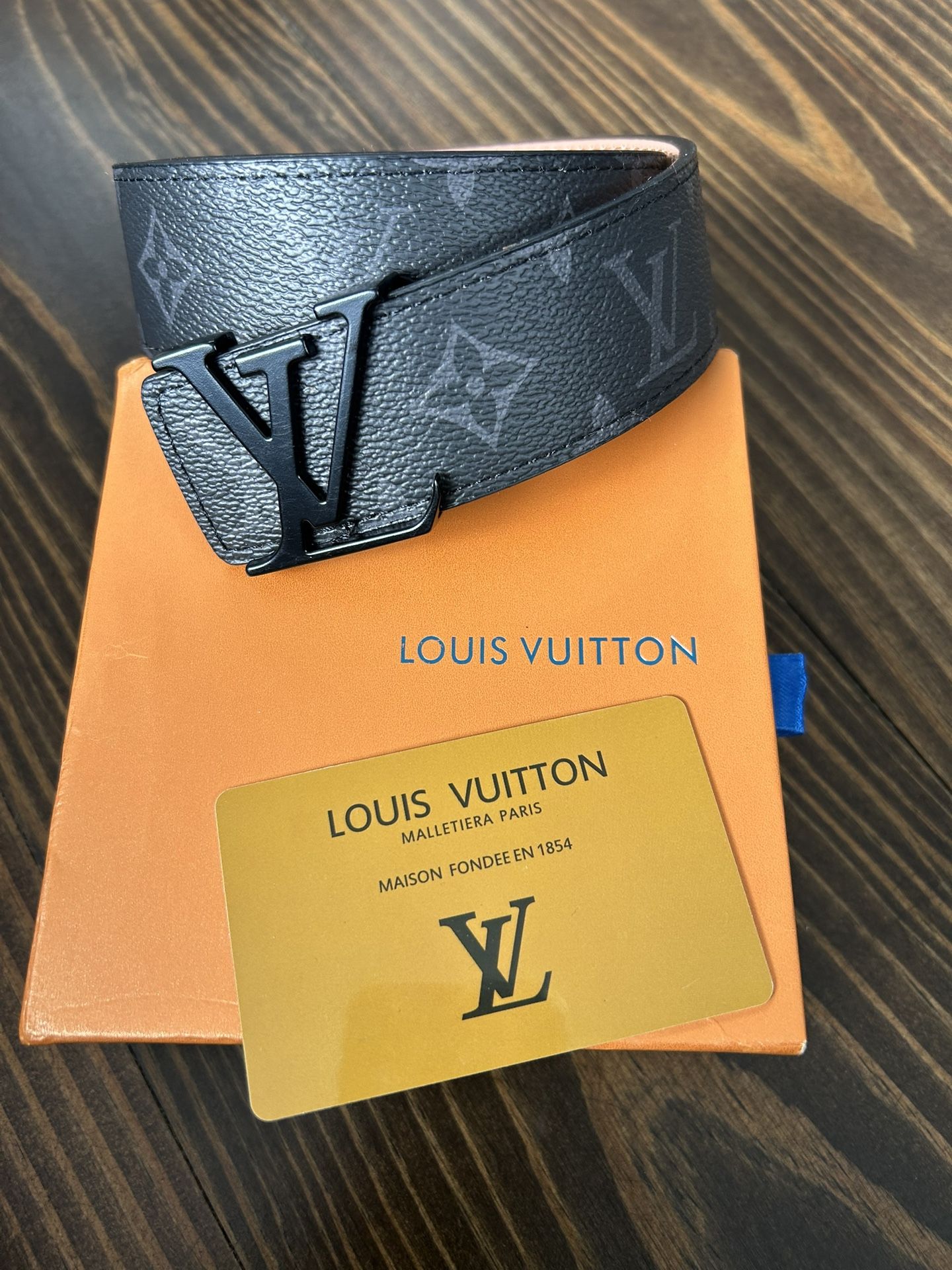LV Initiales 44” Matte Black Belt