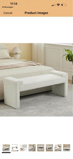 WUTUTUEE 43" End of Bed Bench Upholstered Modern Bedroom Bench for Living Room & Entryway, Easy Assembly, Footrest Ottoman Accent Window Bench with So