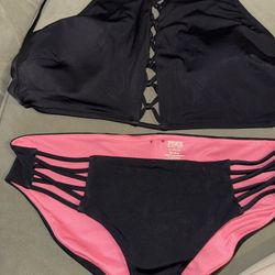 Pink bikini set black