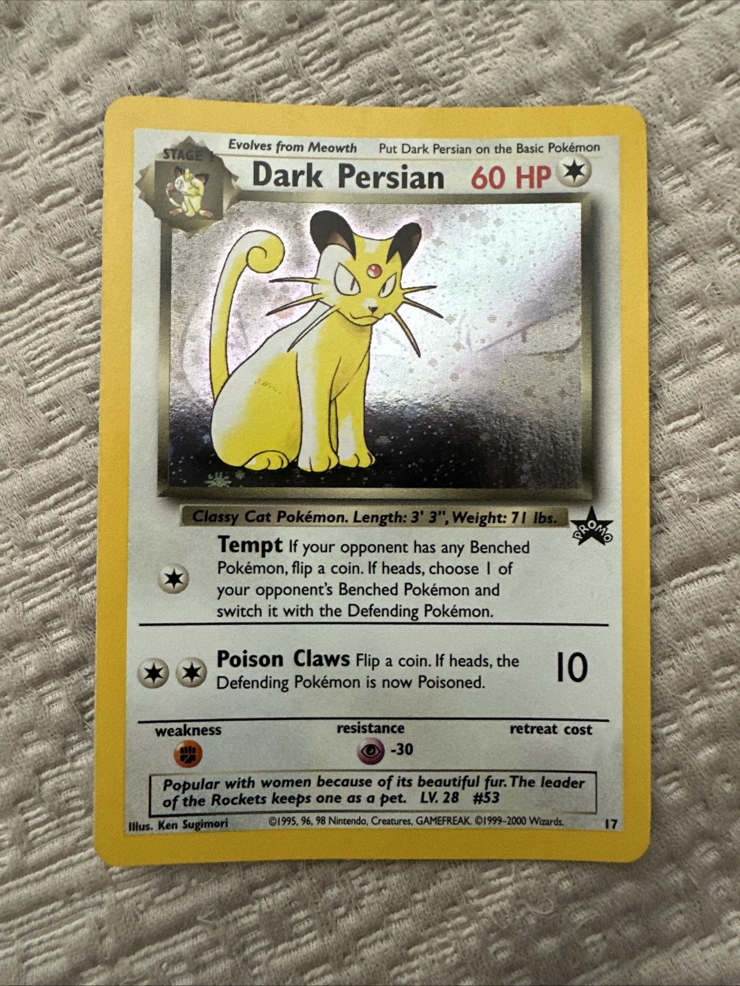 Dark Persian Black Star Promo 17. Great Condition Pokemon
