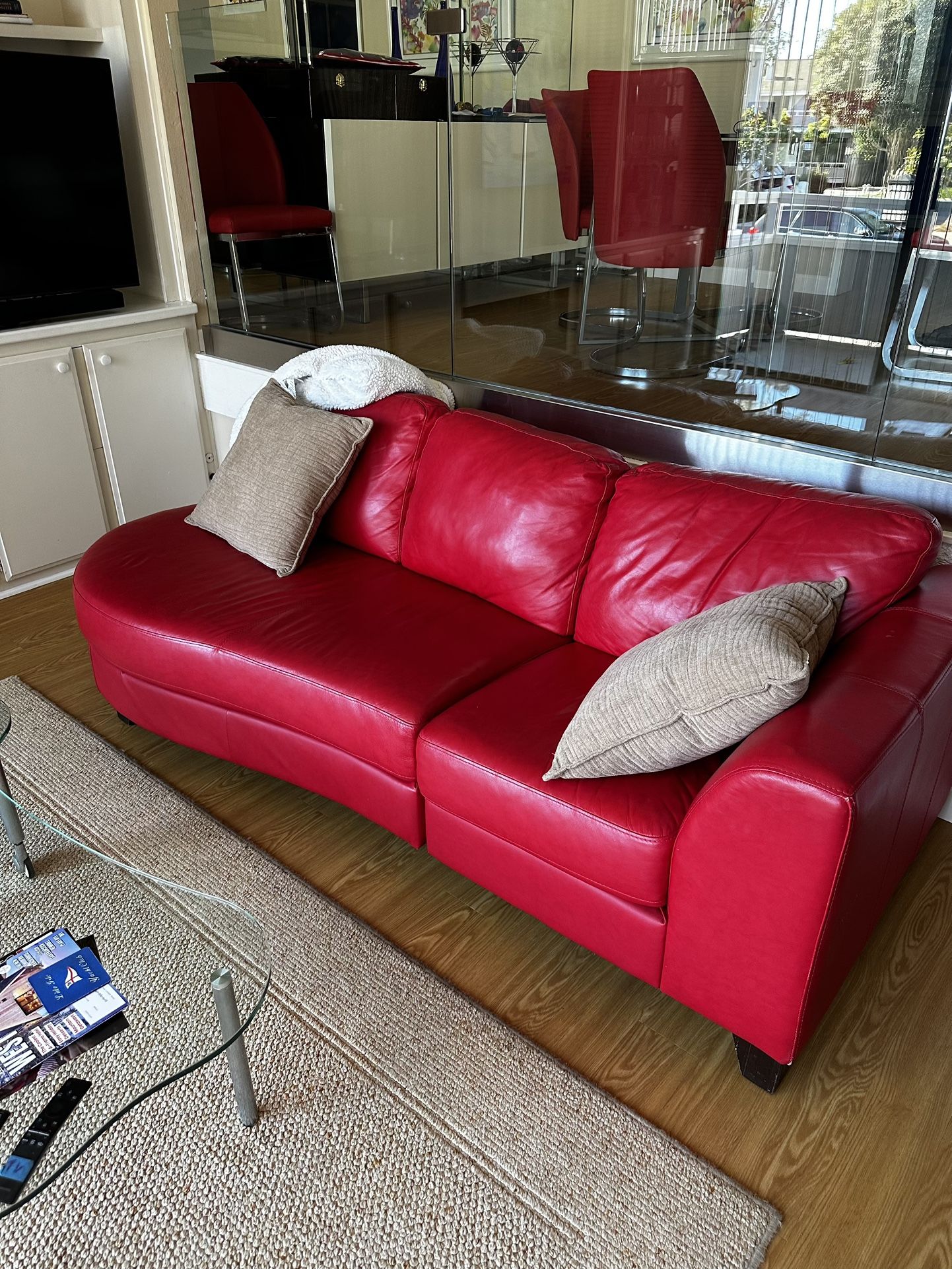 Red Leather Couch - New Condition