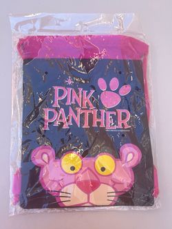 VTG 2008 Pink Panther Drawstring Backpack Cinch Bag Black Pink MGM New In Plastic