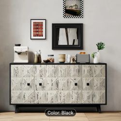 60” WOOD BUFFET BLACK AND WHITE