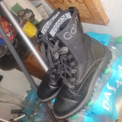 Sz 8 Calvin Blk Klien Combat Like Boots Perfect Condition 
