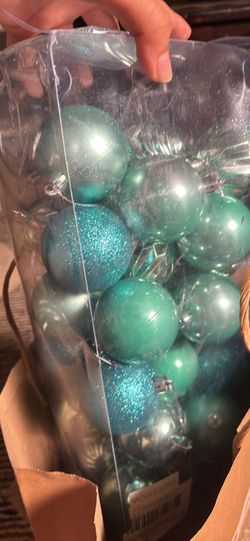 Teal/sparkly ornaments
