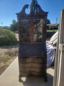 Antique Curio/Desk Cabinet