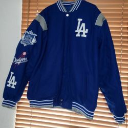 MLB Los Angeles DODGERS Custom Exclusive JH Design Wool Reversible Jacket With Embroidered Logos Patches, For Adults Size 2XL 