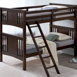 Brand New Espresso Twin Size Bunk Bed 
