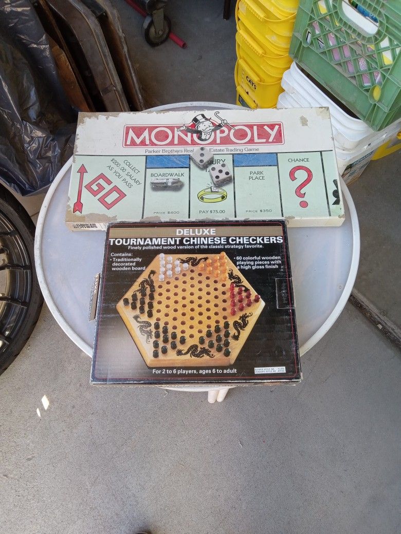 Monopoly & Deluxe Tournament Chinese Checker Games $10 Both