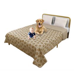 Waterproof Dog Blanket with Paw Pattern Design Reusable Pet Blanket for Bed, Reversible Dog Bed Cover Washable for Kids Or Pets 68x82”