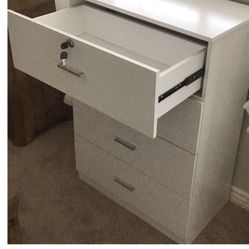 Dresser, Chest, Organizer, W Lock , White
