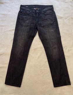True Religion Geno Men’s Jeans Size 36 Black Faded Relaxed Slim Flap Pocket