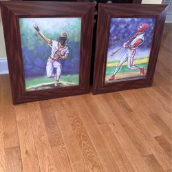 Baseball Prints, 20x23 With Nice Wooden Frame . Prints Are Morrison , Great For Kids Rm !