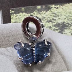 Pandora Blue Murano Glass Butterfly Dangle Charm