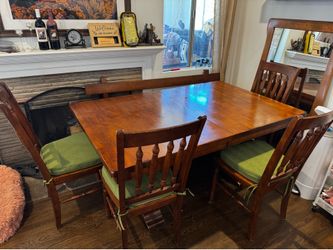 Solid wood table with bench and 4 chairs