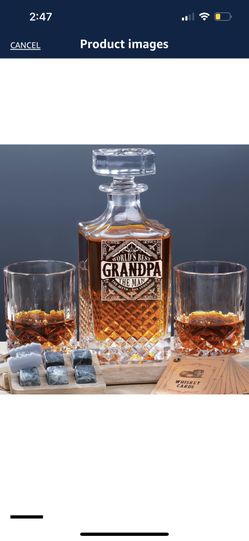 worlds best grandpa whiskey holder and glasses