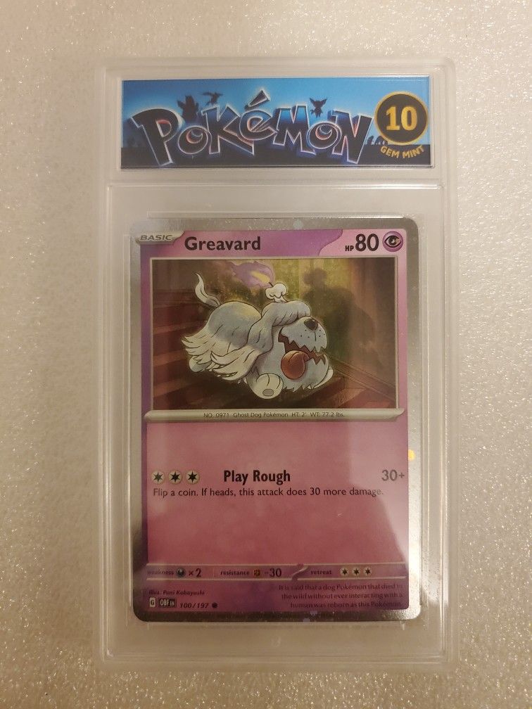 Pokemon Greavard Obsidian Flames Houndstone ex Bx. Holo #100 Graded 10 Gem Mint