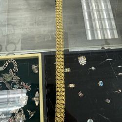 20kt Diamond Cut Zig-Zag Link Bracelet 7 Inches