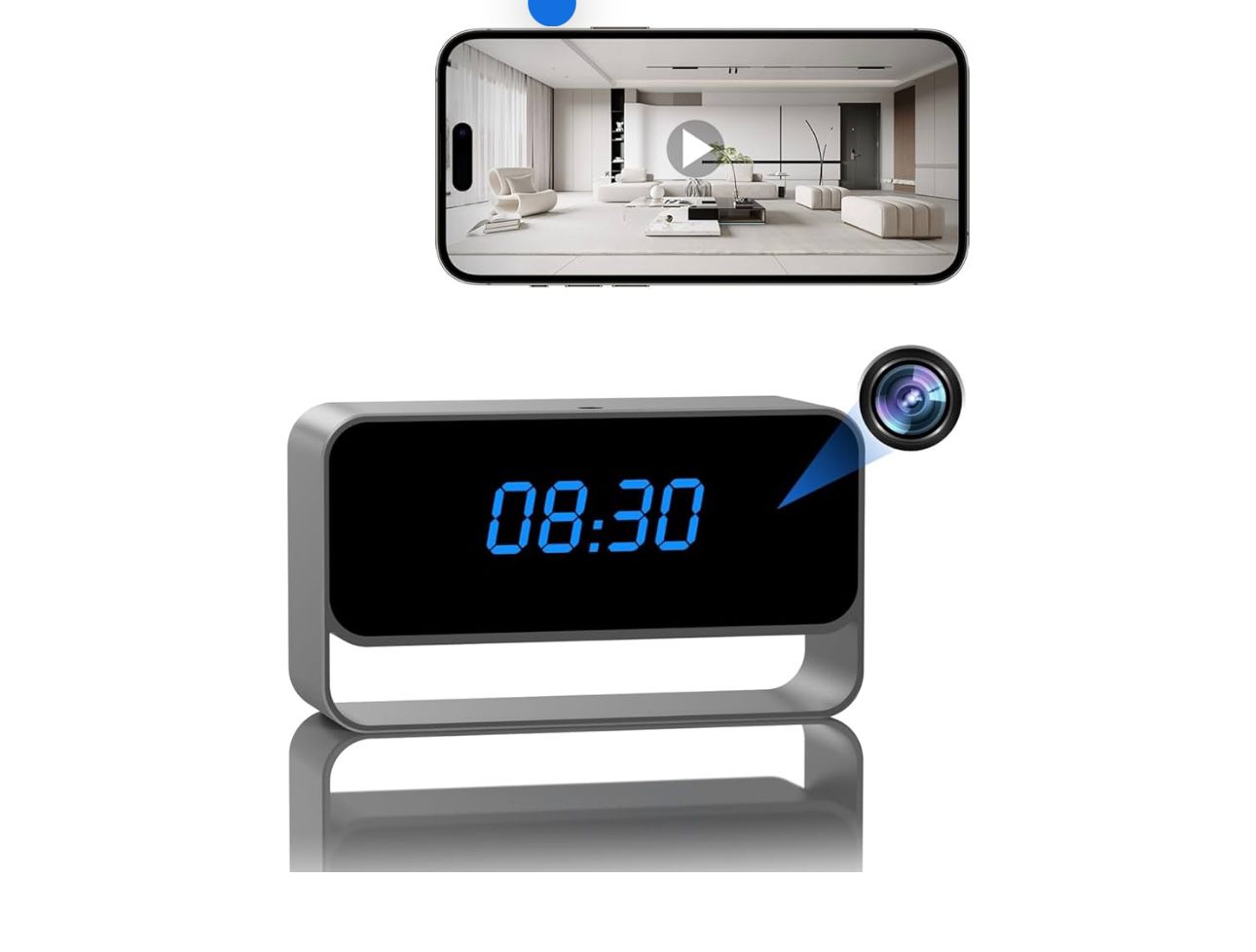 Hidden Camera Clock, FHD 1080P Spy Camera, WiFi Nanny Cam for Home Indoor Security, Discreet Wireless Cam 500+ bought in past month