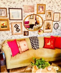 Yellow-Green Upholstered Sofa with Nailhead Trim