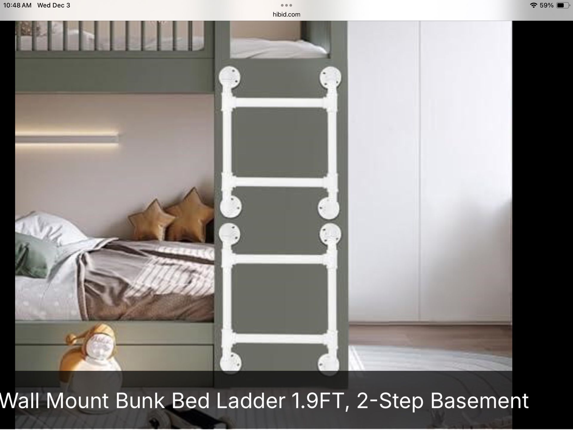 Wall Mount Bunk Bed Ladder 1.9FT, 2-Step Basement