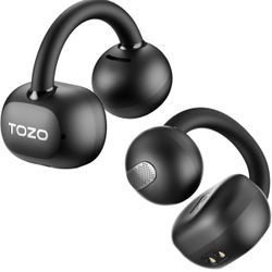 TOZO OpenEarRing True Open Ear Headphones, Lightweight Comfort Open Ear Clip Wireless Earbuds, 40H Play Bluetooth 5.4 Headphones with Smart Digital Di