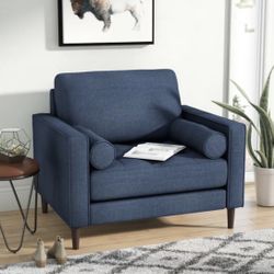 Blue Oversized Chair w/ Matching Pilliows 