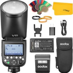 GODOX V1 Pro F V1Pro F Round Head Flash for Fujifilm Fuji, 2.4G Wireless TTL Fuji Speedlite HSS 1/8000s, 2980mAh Li-ion Battery, Detachable Sub Flash 