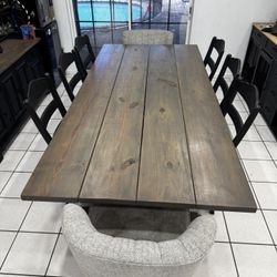 Rustic Wood Farmhouse Trestle Dining Table