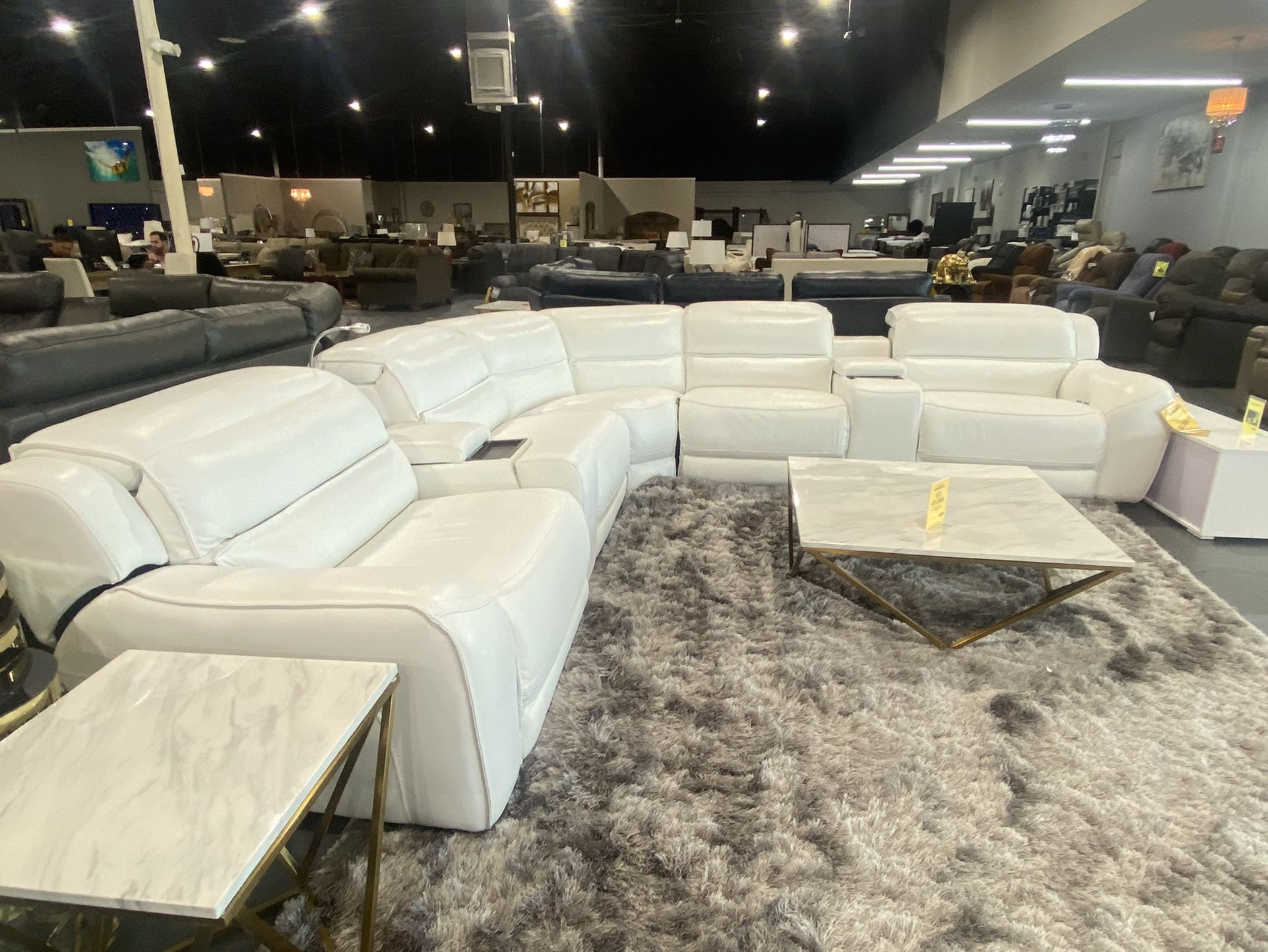 $125 - A Month !! White Leather Sectional 