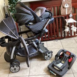 Double Stroller With Car Seat And Base
