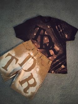 TDR Bleach-Dyed T-Shirt and Shorts Set