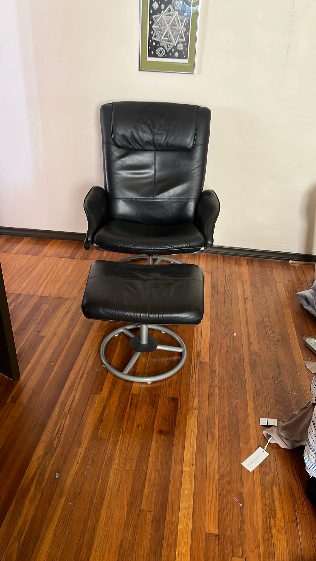 Ikea Leather Chair And Footstool