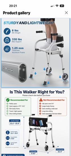 Brand New Folding Walker with Seat – $85