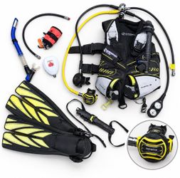 Scuba Diving Gear Set - Sherwood Luna XS BCD, Apeks Regulators, Apeks Gauges, Atomic Fins