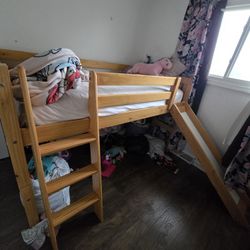 Twin Loft Bed With Slide And Stair.