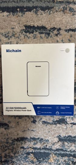 Hichain Banco de energía magnético inalámbrico de 5000 mAh, cargador de pared 3 en 1 de 65 W, para iPhone serie 17-12, carga segura con cable de carga