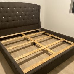 Gray Platform Bed Frame