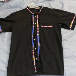 Black Latin Button Up 