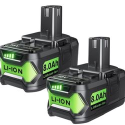 Upgrade 8000mAh P108 Replacement for Ryobi 18V Battery Lithium ion ONE + 18-Volt Batteries P104 P105 P102 P103 P122,2-Pack